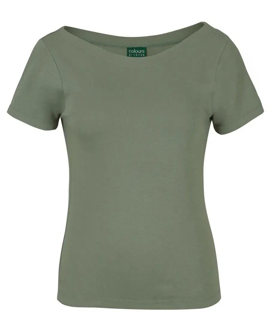 C Of C Women's Short Sleeve Boat Neck Tee 1BTS
